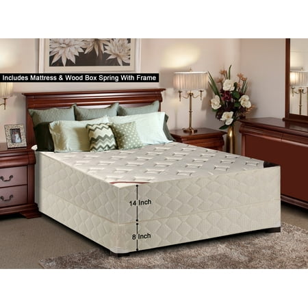 WAYTON, 14-Inch Firm Double sided Tight top Innerspring Mattress And Wood Traditional Box Spring/Foundation Set With Frame, No Assembly Required, Good For The Back, Twin Size 74
