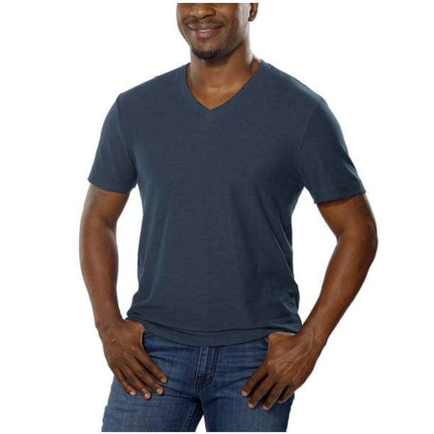 Calvin Klein Jeans Men's 100% Cotton V-Neck T-Shirt (Faded Navy, Medium) -  