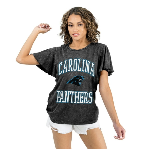 Women's Gameday Couture Black Carolina Panthers Relaxed Flutter Sleeve T-Shirt