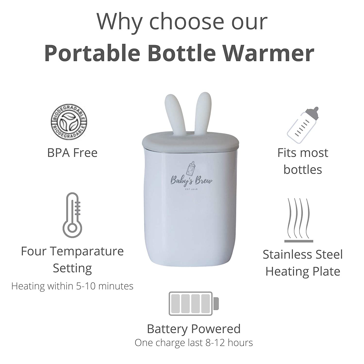 The Baby's Brew Portable Bottle Warmer, Travel Baby Bottle Warmer, (Warmer Set) White - image 4 of 8