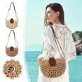 thumbnail image 1 of Bolso de paja de ratán tejido a mano para mujer | Bolso tote boho para playa | Mini bolso de hombro semicircular con diseño calado | Bolso de mano de moda para verano | Diseño ligero de mimbre, 1 of 9