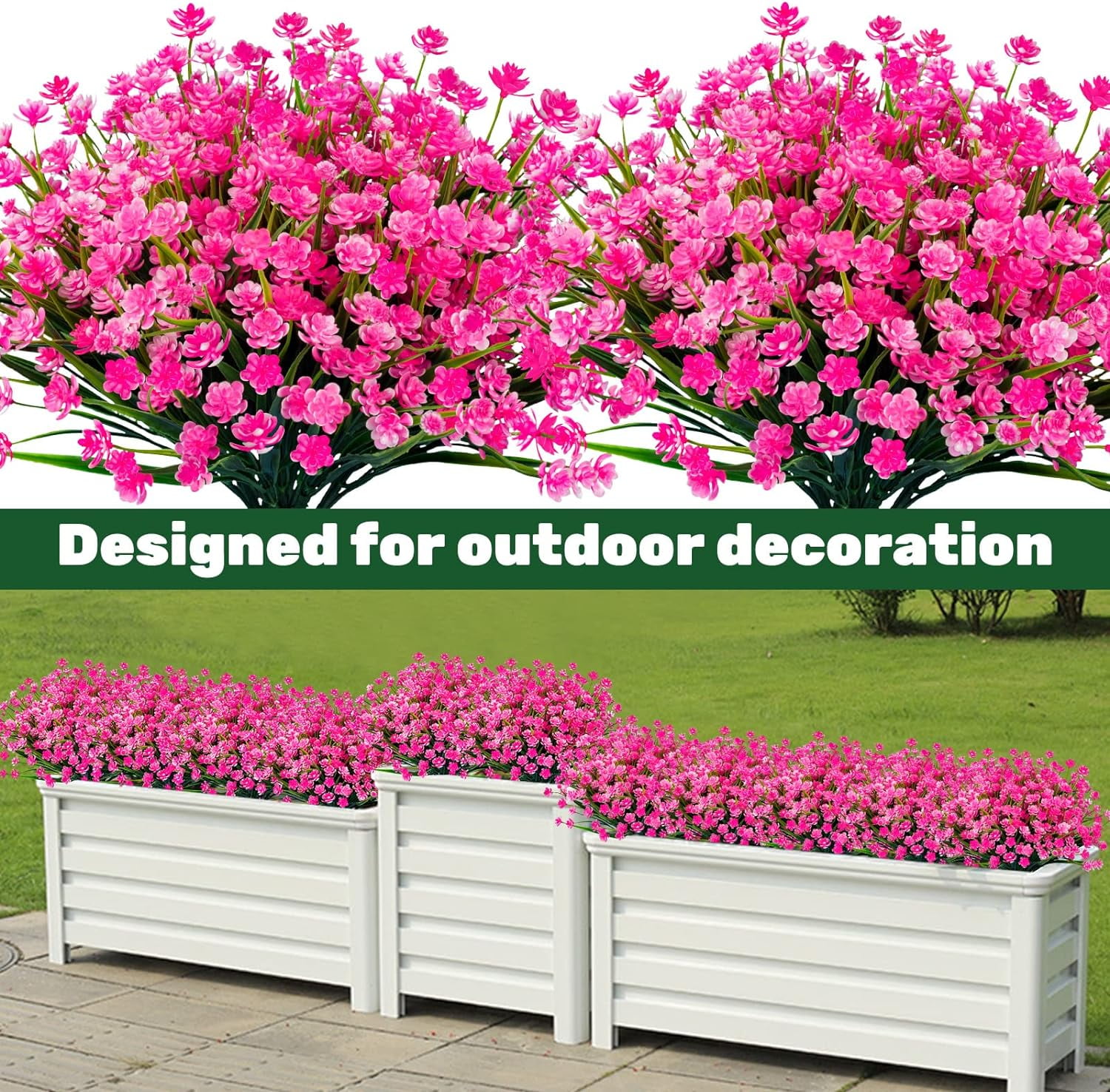 20pcs Artificial Fake Flowers,Plastic Flowers for Outdoor Decoration, UV Resistant Faux Flowers Shrubs, Artificial Plants for Indoor Outside Garden Home Wedding Farmhouse（5 Colors）
