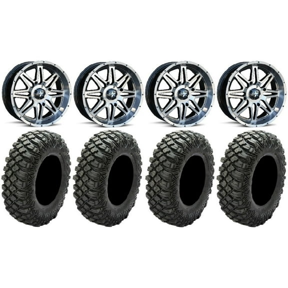 MSA Dark Tint Vibe 14" UTV Wheels 30" Crawler XG Tires Polaris RZR XP 1000 / PRO XP / Ranger XP 900/1000