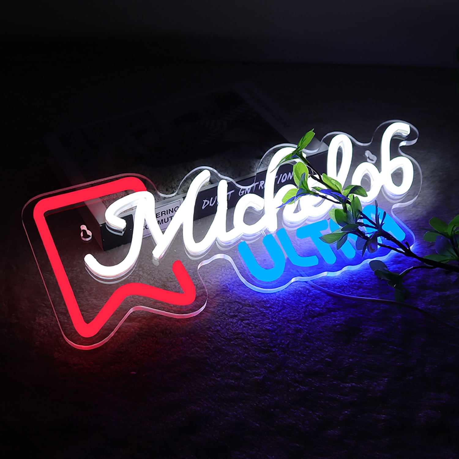 JFLLamp Tricolor LED Neon Sign USB Powered Dimmable Red White Blue Wall Decor Acrylic Backboard