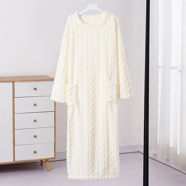 Neewe Premium Robes for Women Plain Long Sleeve Soft Cozy Womens Home Wear Nightgown