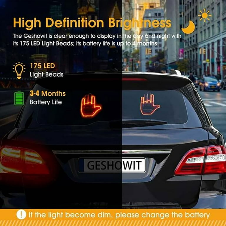 Car Gesture Light with Remote Finger Gesture Light Car LED Car Rear Window  Funny Sign Hand Car Truck Auto Accessories Car Multifunction Reminder