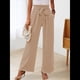 thumbnail image 5 of Pantalones de Salón Anchos para Mujer con Bolsillos, Cintura Alta, Ajustables, con Nudo y Holgados. Caqui S, 5 of 7