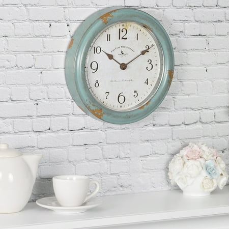 FirsTime & Co.® Teal Patina Farmhouse Wall Clock, American Crafted, Aged Teal, 8.5 x 2 x 8.5 in, (25678)