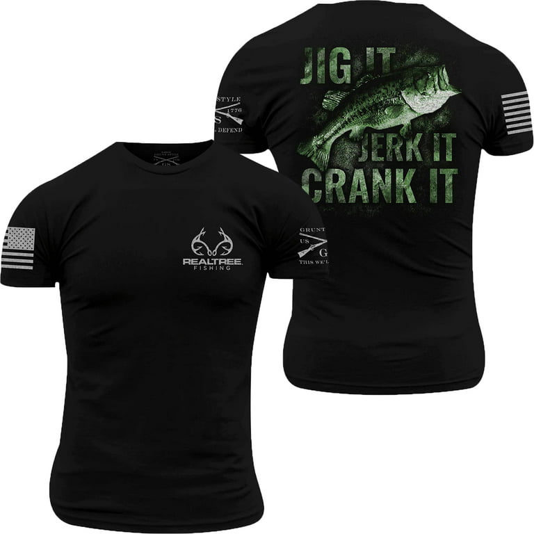 Grunt Style Realtree Fishing - Jig It, Jerk It, Crank It T-Shirt - 4XL -  Black 