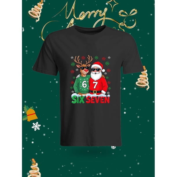 Christmas Grinch Funny "BRUH" Gesture Printed Casual T-Shirt This T-shirt features a fun design with the Grinch making a "BRUH" gesture, perfect for Christmas. The green and white plaid text with San