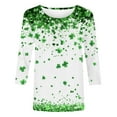 thumbnail image 2 of Odbmxy Womens T Shirts Shamrock St. Patty's Day 3/4 Sleeve Womens Shirts Casual Pullover Party Green Regular Shirts, 2 of 5