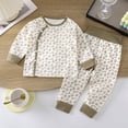 thumbnail image 7 of CAUYDY 3M 6M 9M 12M Baby Girl Going Home Outfit Newborn Girls Pajamas Comfy Long Sleeve Shirt and Pants 2PCS Set Preemie Sleepers Infant Clothes Fall Winter Sizes 3-6 Months,Khaki, 7 of 7
