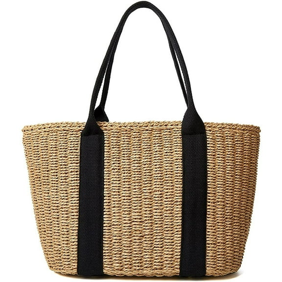 Xiao Hua Women's Straw Woven Bag Summer Beach Shoulder Bag Hand Woven One Shoulder Versatile Women's Handbag, 1 Piece, Brown