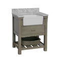 thumbnail image 5 of Charlotte 30" Farmhouse Bathroom Vanity with Weathered Gray Cabinet and Carrara Marble Top, 5 of 6