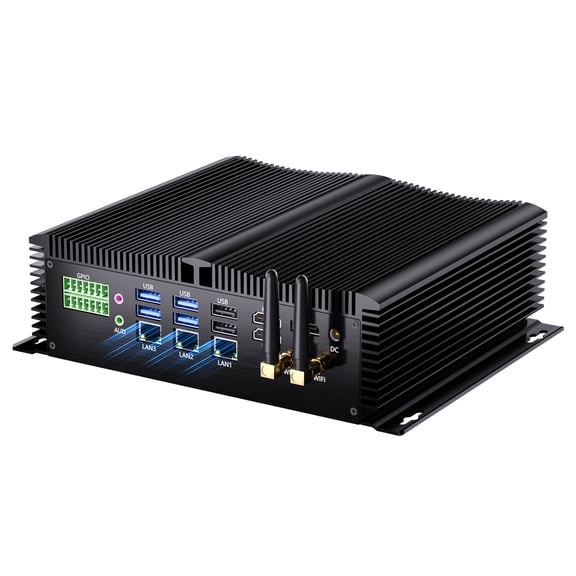 Kinupute Industrial Mini PC, Fanless Desktop Computer Core i7-1355U 10 Cores, Win-11 Pro, 32G DDR5 RAM, 1T NVME SSD, 9-36V Wide Voltage, DP/2*HDMI 4K@60Hz, 3x2.5G LAN Ports, 8xCOM RS232, WiFi6