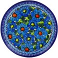 thumbnail image 2 of Polish Pottery 10¼-inch Lunch Plate (Bold Blue Poppies Theme) Signature UNIKAT Hand Painted in Boleslawiec, Poland + Certificate of Authenticity, 2 of 6