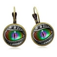 thumbnail image 2 of Opolski Vintage Dragon Eyes Cabochon Glass Round Pendant Women Leverback Earrings Gift, 2 of 5