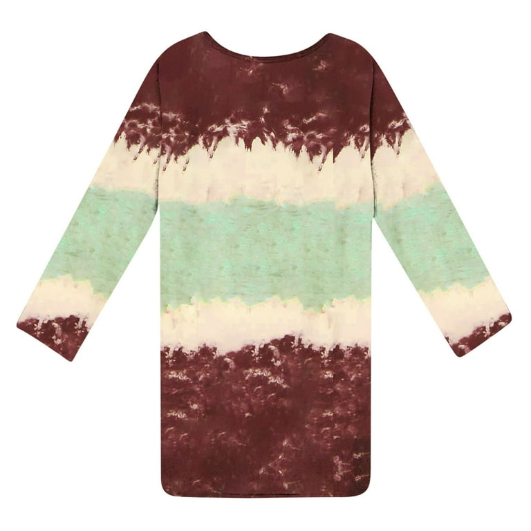 brown tie dye dress long sleeve Brown Tie Dye Long Sleeve Modest Maxi Dress  Kabayare
