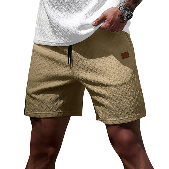 Men's Herringbone Textured Shorts with Drawstring Waist and Pockets Summer Causal Shorts, XL