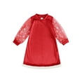 thumbnail image 1 of xiaxaixu Bambin Fille Robe de Velours de Noël, Robe de Ligne en Maille Transparente à Manches Longues, 1 of 8