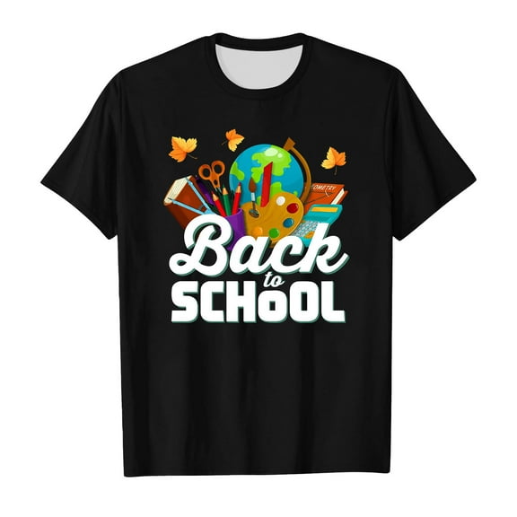 LEKDFST First Day of School Shirt for Girls Kindergarten 1st 2nd Grade Back to School T-Shirt Kids Cute Graphic Preschool Tees Black 3-4 Years