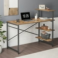 thumbnail image 3 of CubiCubi 47 x 24inch Small Computer Desk with Shelves 47 inch, Home Office Desk, Study Writing Desk, Brown, 3 of 6