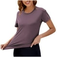 thumbnail image 2 of Xixinqiwan Women's and Women's Plus Tops,Summer Shirts for Women Short Sleeve Crewneck T Shirts Loose Fitted Tops Basic Tee, 2 of 7