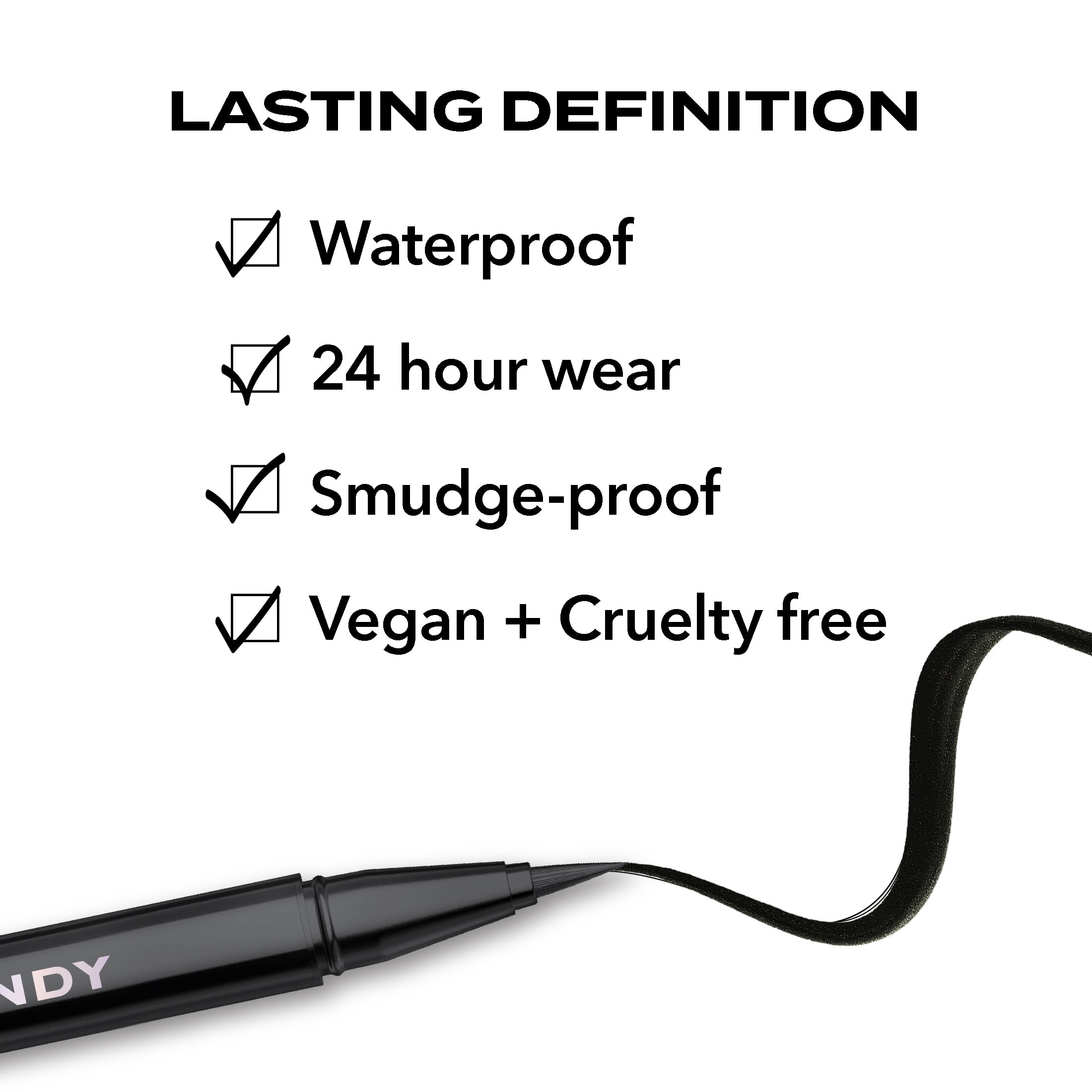 (2 pack) Hard Candy Party Lines Brush Tip Liner, Liquid Eyeliner, Waterproof, Little Black Dress, Black