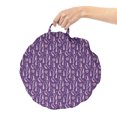 thumbnail image 2 of Floral Round Floor Cushion with Handle, Botanical-Theme of Blossoms in Violet Shades, Decorative Pillow for Living Room & Dorms, 18" Round, Quartz Champagne, by Ambesonne, 2 of 4