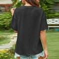thumbnail image 3 of ameIAEA Summer Short Sleeve T-Shirts for Women Round Neck Solid Color Basic Tees Casual Tops with Pocket, 3 of 7