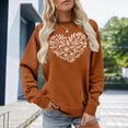 thumbnail image 4 of Arlun 2025 Fall Winter Crewneck Sweatshirts for Women Trendy Pumpkin Flowers Leaves Printed Crewneck Sweatshirts Heart-Shaped Graphic Cozy Long Sleeve Hoodless Pullover Tops Brown S, 4 of 5