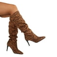thumbnail image 4 of Nmnitkp Boots for Women Soft, Non-Smelly Feet High Cost Performance Women's Leopard Print Knee High Boots Slouch High Heels Boots Pointed Casual Pull-On Tall Boot Party Dress Shoes, 4 of 8