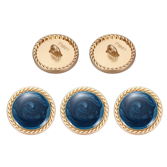 Metal Vintage Gold Button 20mm Round Metal Sewing Button Alloy Shank Replacement for Women's Suit Woolen Coat Shirt Dress Sewing, Navy Blue Pack of 5