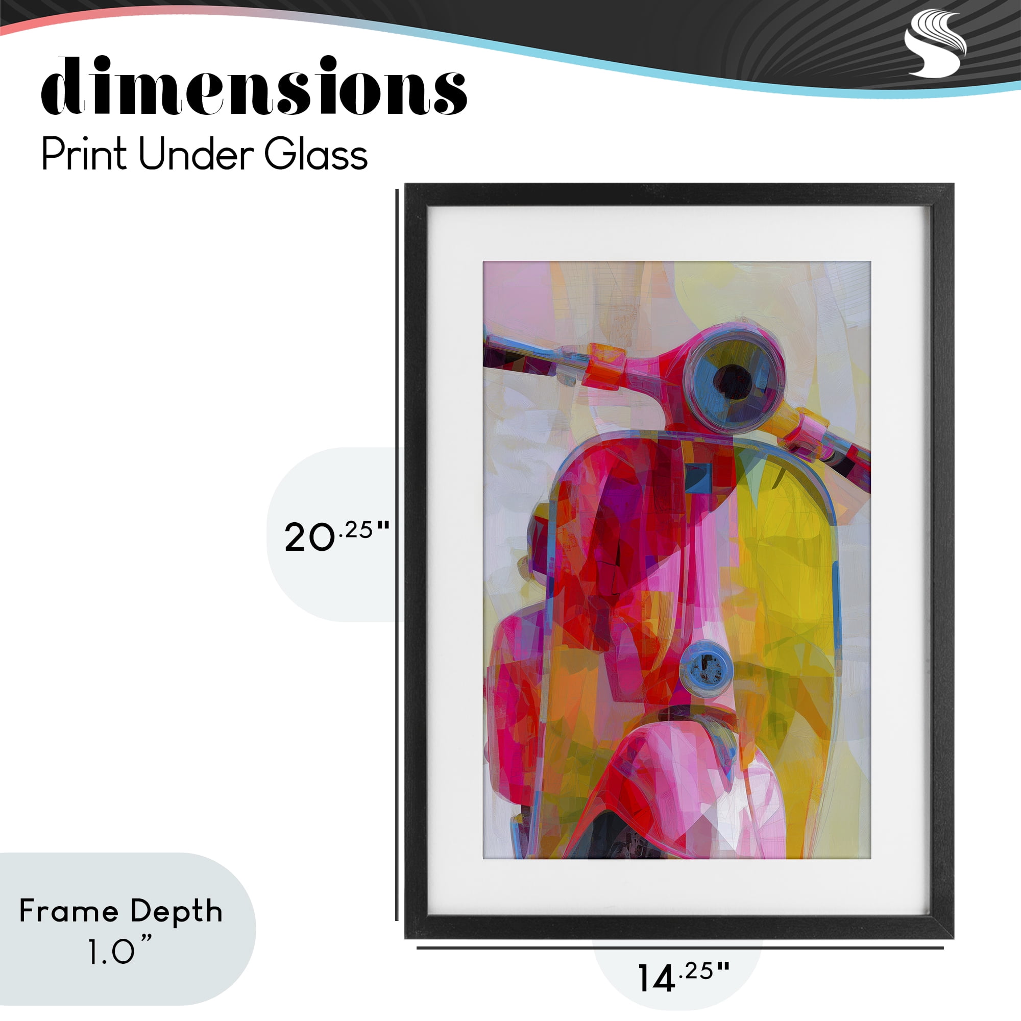 Stupell Industries Vespa in Pink & Yellow Black Framed Print Under Glass, design by Chromatic Storm Studio