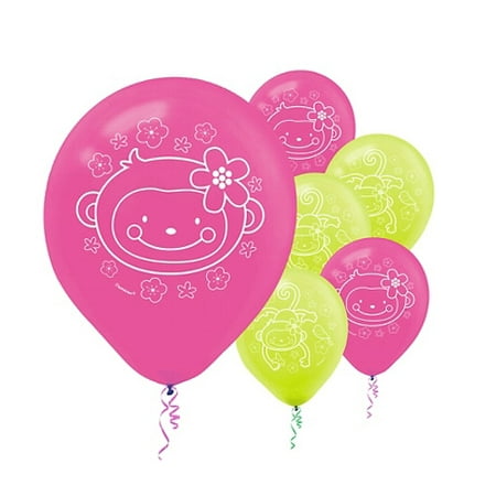 Pink Mod 'Monkey Love' Latex Balloons (6ct)