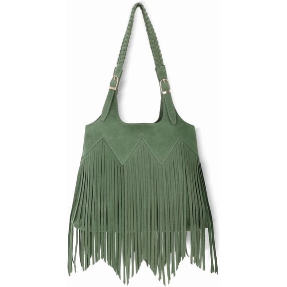 Fringe Bags for Women Hobo Purses Vegan Faux Suede Leather Woven Tassel bag