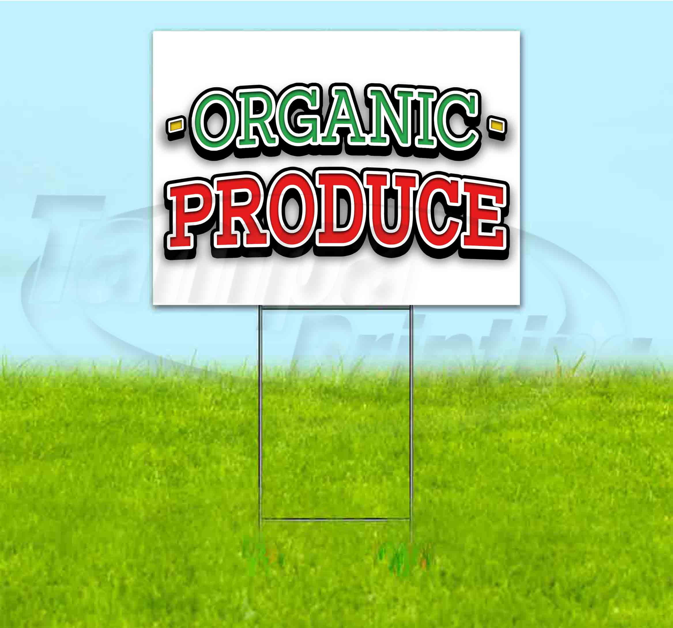 Organic Produce (18" x 24") Yard Sign, Includes Metal Step Stake