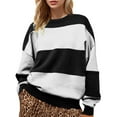 thumbnail image 1 of MeetoTime Sweat-Shirt à Col Rond Rayé pour Femmes Automne Décontracté Manches Longues Pull Ample, 1 of 7