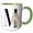 Green/White, variant on 3drose, Pretty Tropical Leaf Monogram Initial M, 11oz Two-tone Yellow Mug
