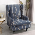 thumbnail image 4 of Stretchable Polyester Wingback Chair Covers Wing Chair Slipcover with Stripe, 4 of 8