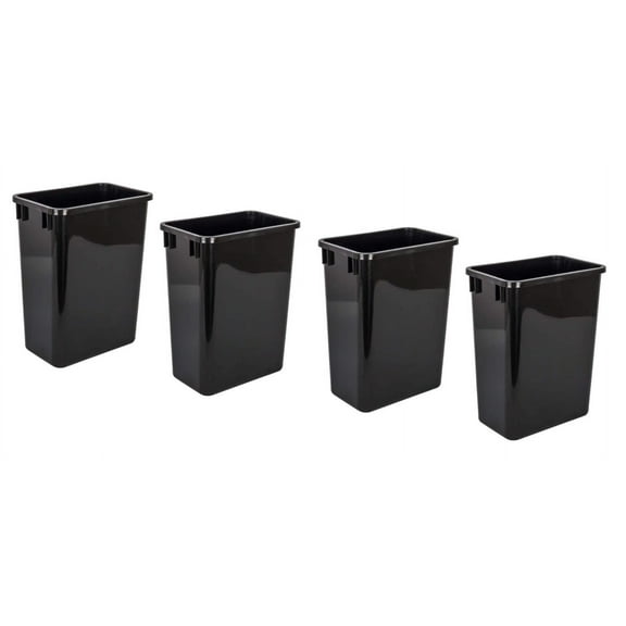4 ProPack Set Durable 35-Quart Plastic Trash Waste Disposal Garbage Bins for indoor Kitchen, Home, Office & Commercial Use, Compatible with Pullouts & Frames