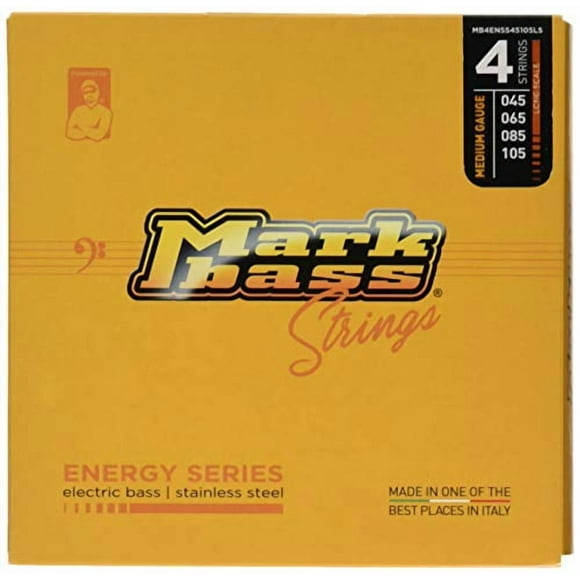 DV Mark Energy Series - Electric Bass Strings Set of 4, Medium Gauge (45-105) - Stainless Steel Bass Guitar Strings, Long Scale