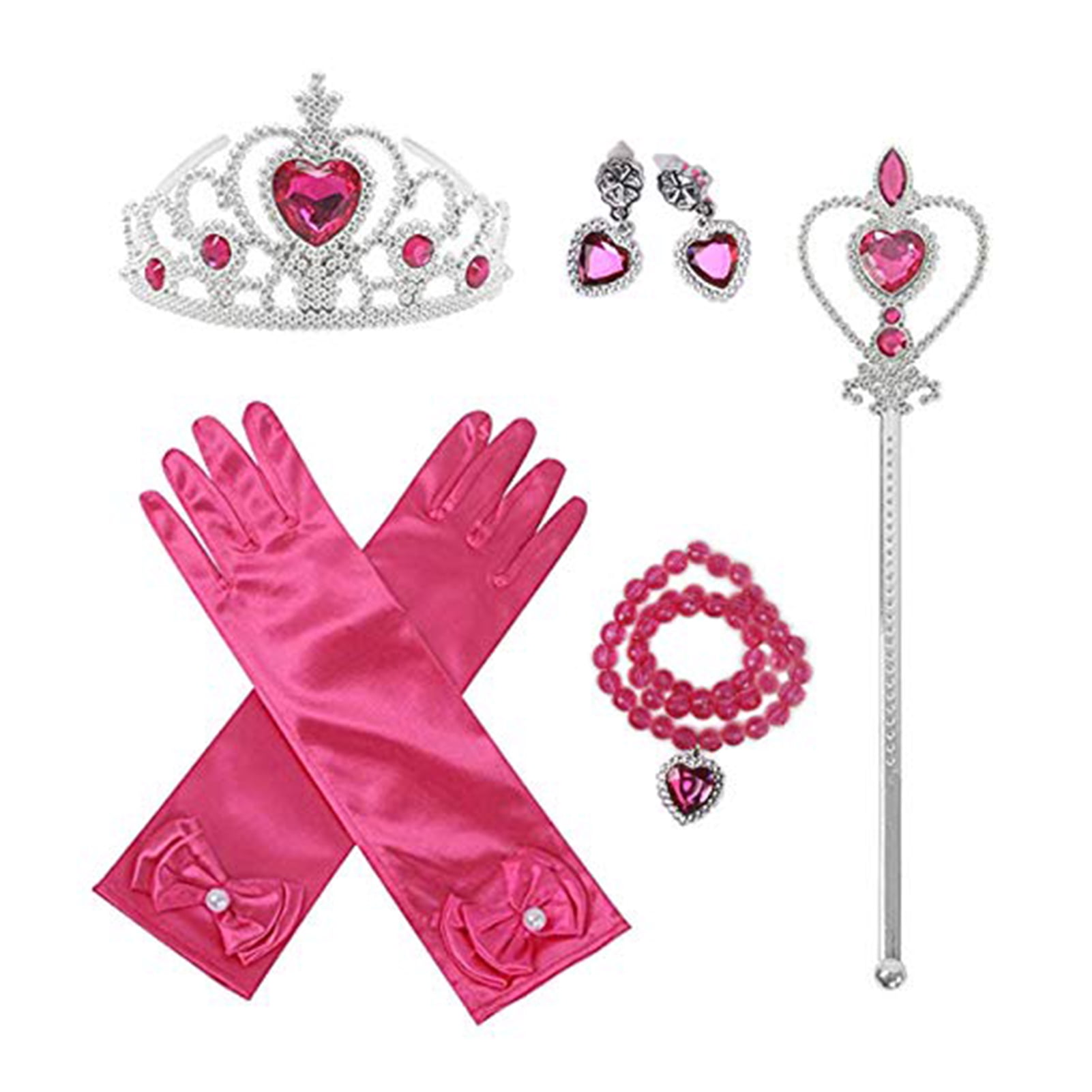 Girls Princess Dress up Princess Crown Gloves Wand Necklace Earrings