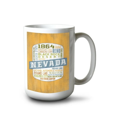 

15 fl oz Ceramic Mug Lake Tahoe Nevada Rustic Typography Contour Dishwasher & Microwave Safe