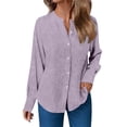 thumbnail image 2 of ClodeEU Women's Long Sleeve Henley Button Shirt ,Casual Loose Fit Classic Blouse Purple,Womens Plus M, 2 of 5