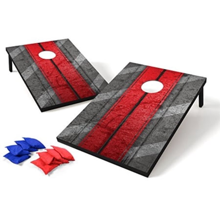 Condition photo showing Good Condition for backyard champs tailgate mdf cornhole with 8 regulation bean bag set - 2 x 3 feet red