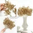 thumbnail image 3 of Artificial Golden Foliage Plants for Christmas Decoration, Fake Leaves Plastic Grass Plant Bushes Faux Shrubs Greenery Indoor Outside Planter Hall Vase Filler Wedding Home Garden Decor - Gold 4 Pack, 3 of 13