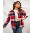 thumbnail image 4 of Ins Internet celebridad otoño estilo callejero europeo y americano de manga larga solapa suelta camisa a cuadros de mujer abrigo de longitud media, 4 of 4