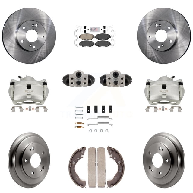 Transit Auto Front Rear Disc Brake Caliper Rotors Drums Ceramic Pads Shoes Wheel Cylinders and Hardware Kit (11Pc) for Car 2014-2015 Honda Civic LX with 1.8L Automatic CVT transmission KC8-103312N