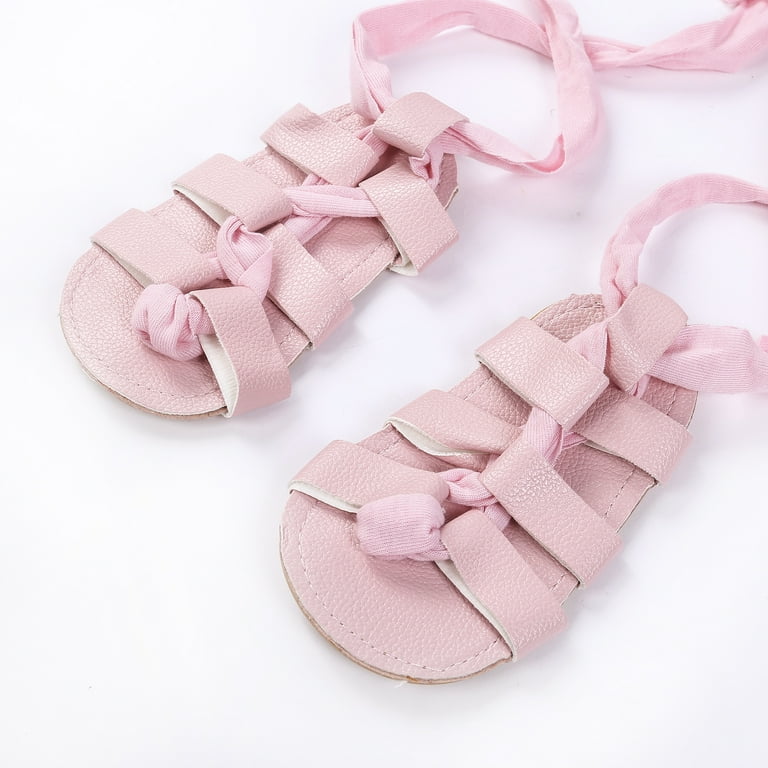 Newborn Infant Baby Girl Casual PU Leather High Bandage Sandals
